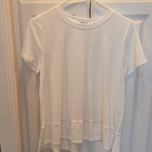 Green Envelope Classic White Tee WithElegant Hem And Side Slits. Tunic Style New